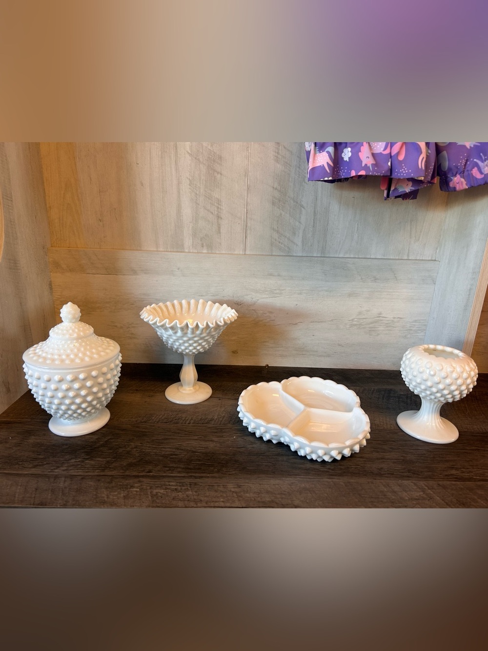 White Hobnail Milk Glass Serveware Set - Elegant Table Collection